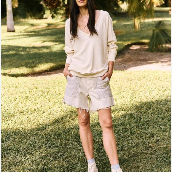 🆕THE GREAT Vintage Army Washed Railroad Patchwork Short Sz 26 - Picture 3 of 16